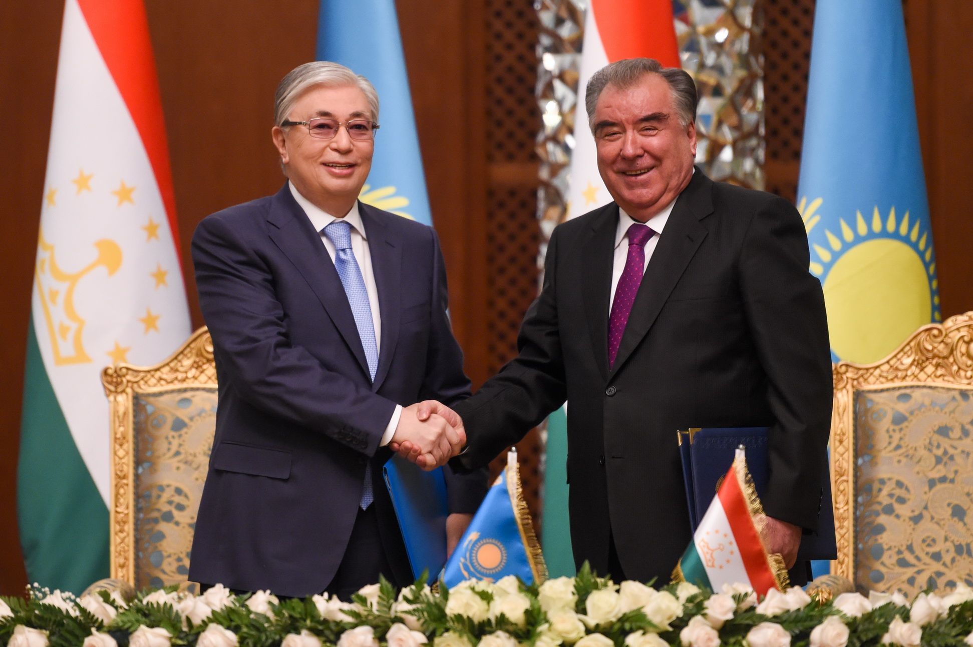 Заявление президента таджикистана. Эмомали Рахмон. Токаев и Рахмон.